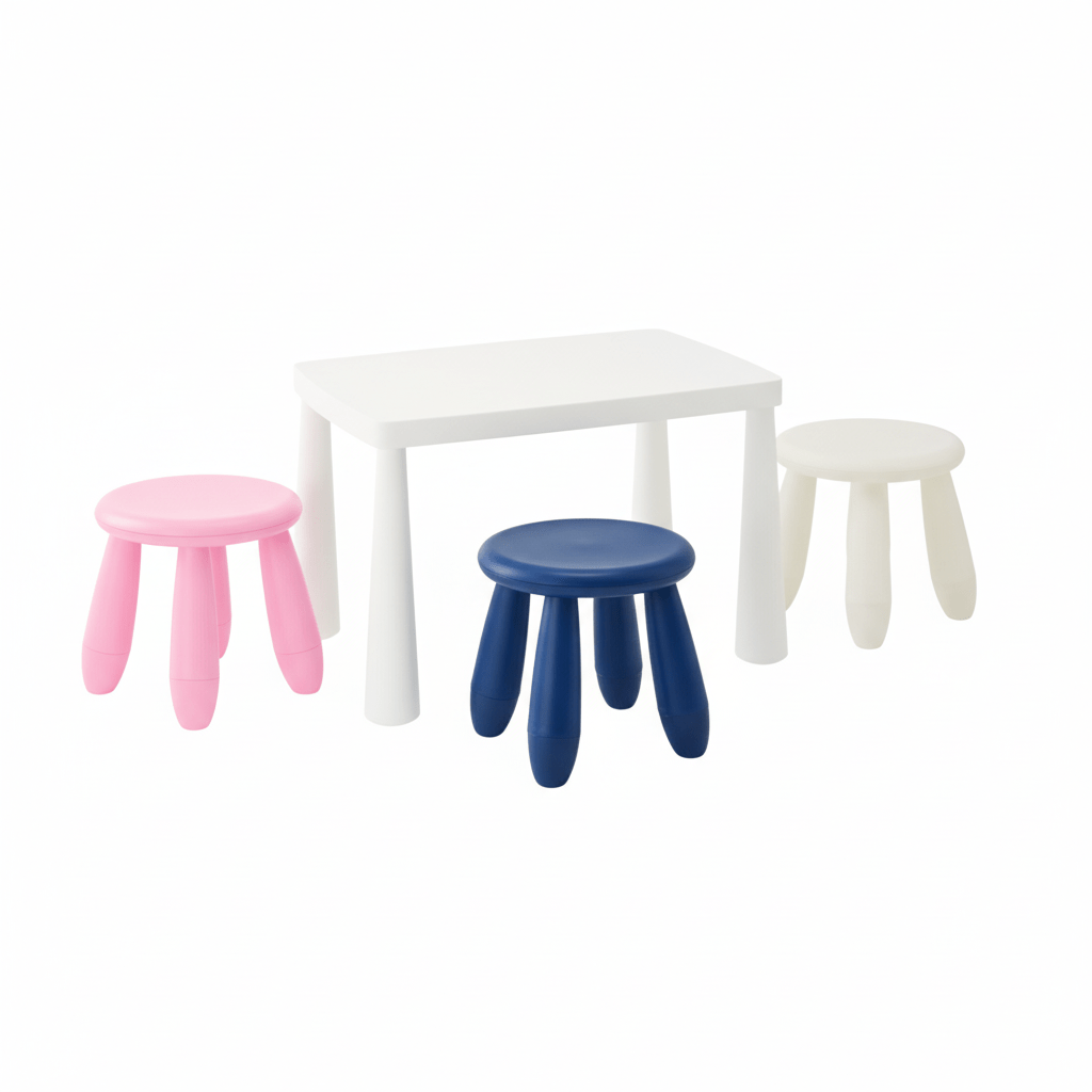 Conjunto mesa y taburetes inflantiles