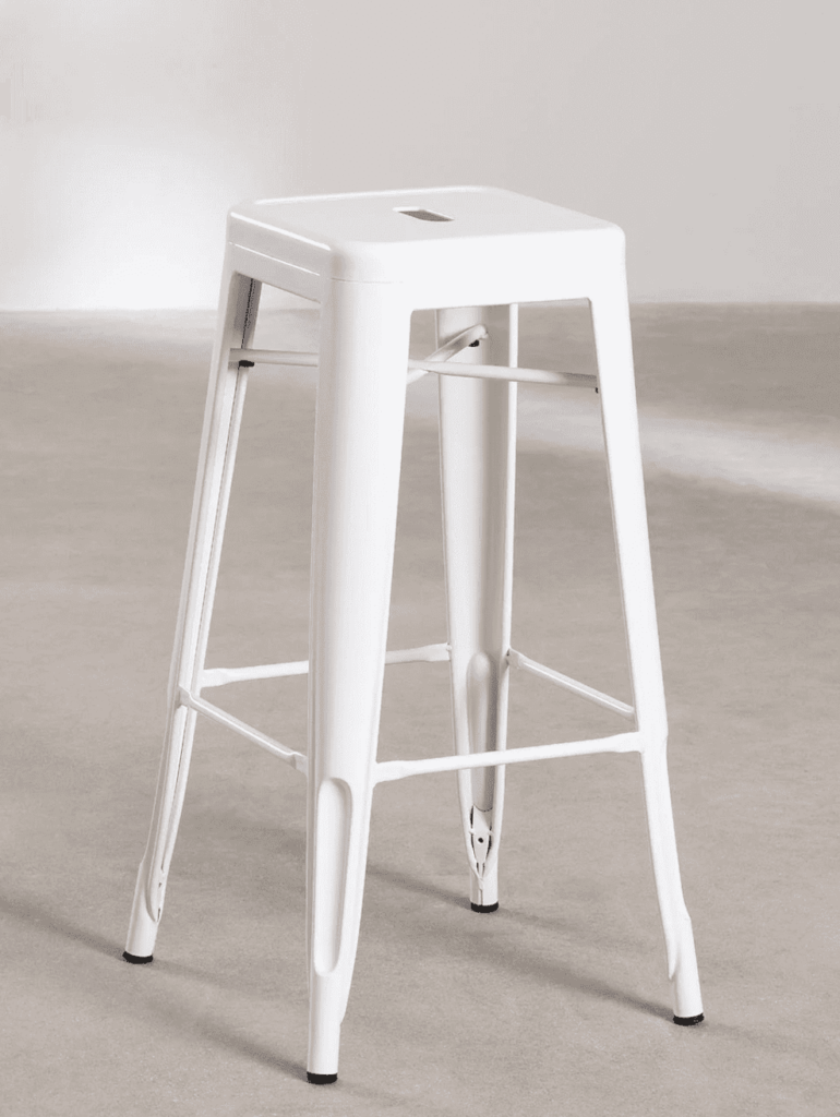 Taburete metálico blanco