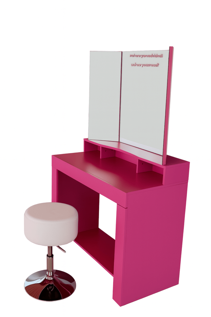 Mueble tocador rosa